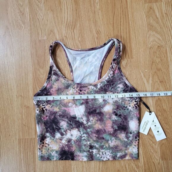 Calvin Klein Performance Printed Racerback Cropped Tank Top - Picture 9 of 13